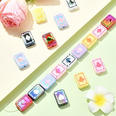 35Pcs 7 Colors UV Plating Rainbow Iridescent Acrylic Beads MACR-CJ0002-07-1