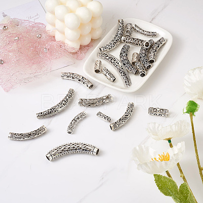 20Pcs 10 Style Tibetan Style Alloy Tube Beads TIBEB-CD0001-06AS-1