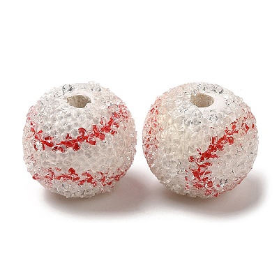 Spray Painted Wood European Beads with Rhinestone RESI-C038-03B-1