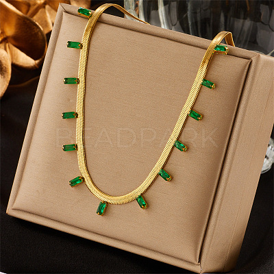 304 Stainless Steel Flat Snake Chain Necklaces FS-WG34384-01-1