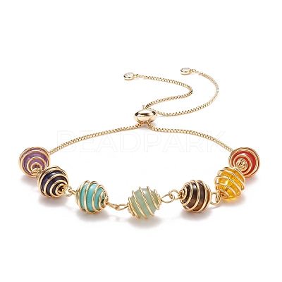 Natural & Synthetic Mixed Gemstone Braided Link Slider Bracelet BJEW-TA00137-01-1