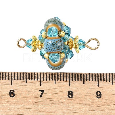 Handmade Porcelain & Glass & Seed Beads Links Connector Charms PALLOY-MZ01367-03-1