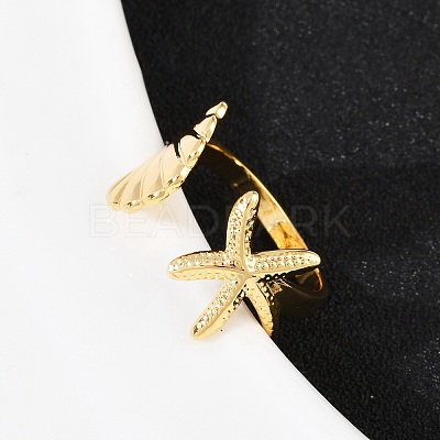 Brass Adjustable Cuff Rings for Women RJEW-B132-02B-G-1