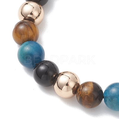 Natural & Synthetic Mixed Gemstone Beads Braided Beaded Bracelets for Women Men BJEW-JB13425-01-1