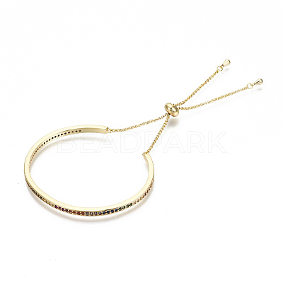 Brass Micro Pave Cubic Zirconia Slider Bracelets BJEW-S142-029-NF-1