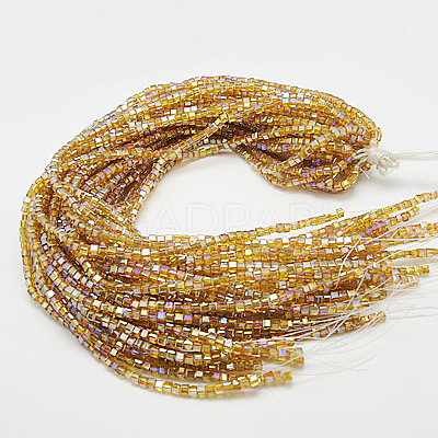 Electroplate Glass Beads Strands EGLA-D018-8x8mm-77-1