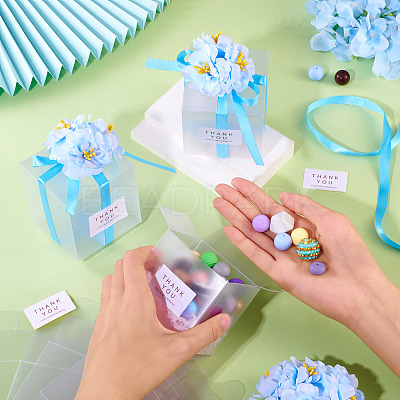 Clear PVC Candy Gift Packaging Boxes with Ribbon & Artificial Flower CON-TAC0001-20B-1