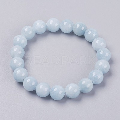 Natural Yellow Jade Beaded Stretch Bracelet BJEW-P209-30-6mm-1