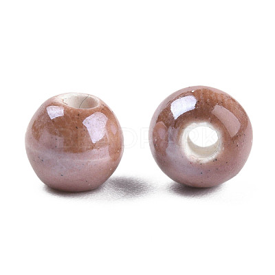 Glazed Porcelain Round Beads PORC-S489-6mm-13-1