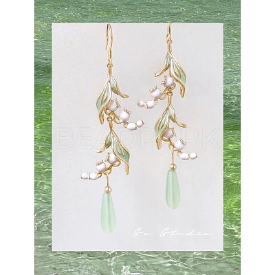 Sweet Style Alloy Resin Leaf Dangle Earrings FS-WGC6399-09-1