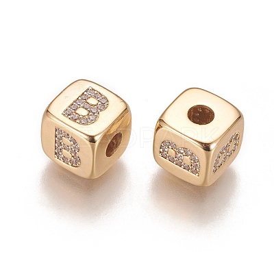Brass Micro Pave Cubic Zirconia Beads KK-K238-16G-B-1