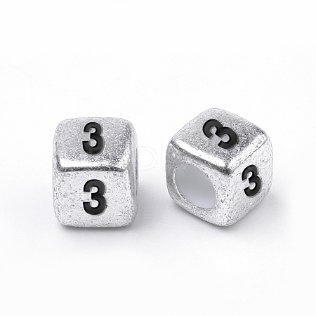 Antique Silver Plated Acrylic Beads PB43C9308-3-1
