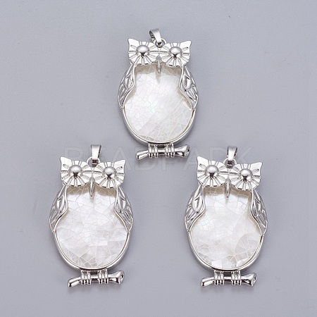 Natural White Shell Mother of Pearl Shell Pendants SSHEL-L008-68P-1