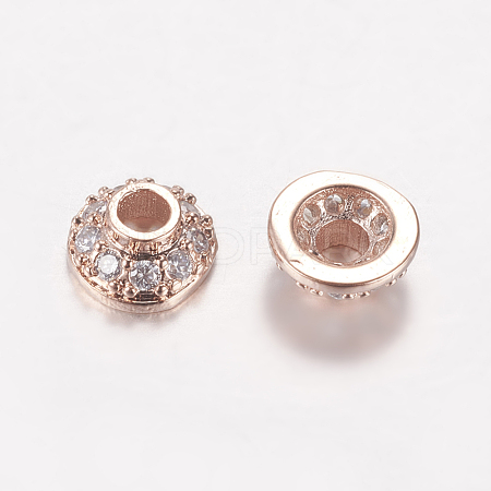 Brass Micro Pave Cubic Zirconia Bead Cap ZIRC-G122-51RG-RS-1