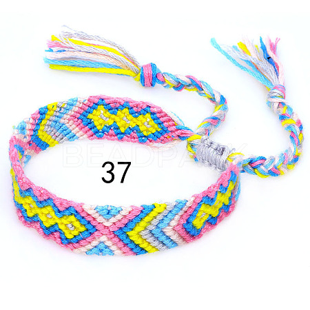 Cotton Braided Rhombus Pattern Cord Bracelet FIND-PW0013-003A-37-1