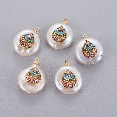 (Holiday Stock-Up Sale)Natural Cultured Freshwater Pearl Pendants PEAR-J004-18G-1