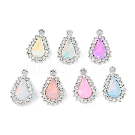 UV Plating Alloy with Mixed Color Glass Rhinestone Pendants FIND-M018-39P-1