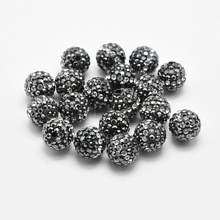 Handmade Polymer Clay Rhinestone Beads RB-L030-20A-14mm-1