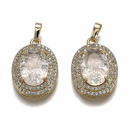 Golden Plated Brass Micro Pave Clear Cubic Zirconia Pendants ZIRC-F123-02D-1