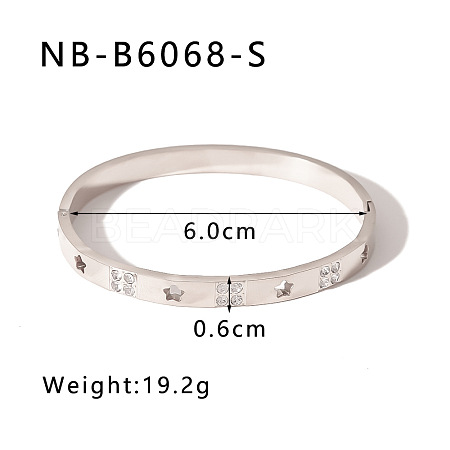 304 Stainless Steel Pave Cubic Zirconia Bangles FS-WG09E60-07-1