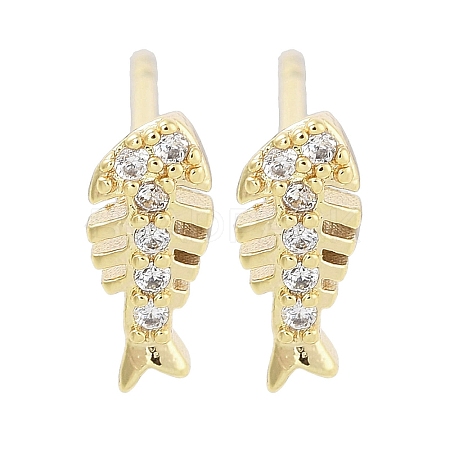 Brass Pave Clear Cubic Zirconia Stud Earring EJEW-S217-G05-1