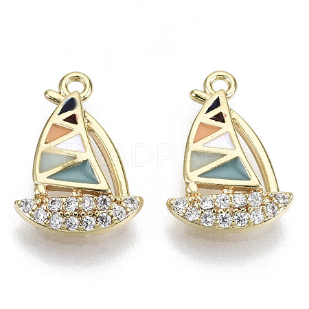 Brass Micro Pave Cubic Clear Zirconia Charms KK-N232-120-NF-1