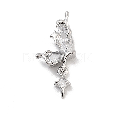 Brass Pave Clear Cubic Zirconia Pendants KK-Z061-14P-02-1