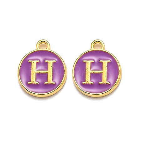 Golden Plated Alloy Enamel Charms ENAM-Q437-12H-1