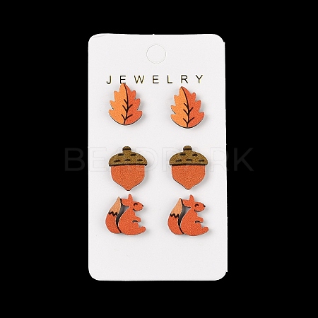 Thanksgiving Stud Earrings Set EJEW-U016-01P-02-1