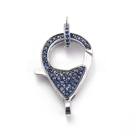 Brass Micro Pave Cubic Zirconia Lobster Claw Clasps ZIRC-K081-95P-01-1