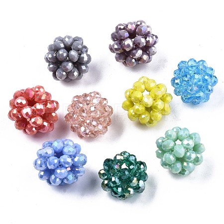 Electroplate Glass Round Woven Beads X-GLAA-T024-01A-1