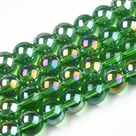 Electroplate Transparent Glass Beads Strands GLAA-T032-T8mm-AB07-1