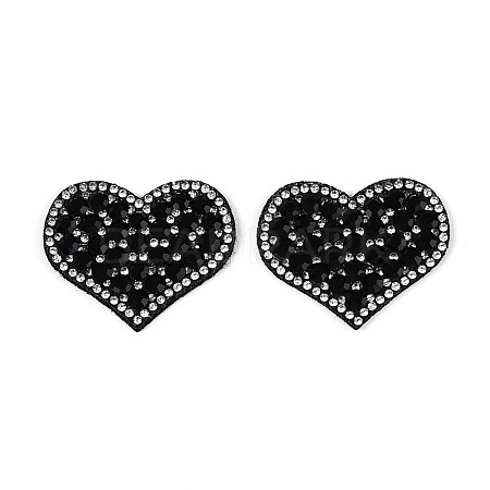 Heart Hotfix Glass Rhinestone with Cloth Patches PATC-T002-02B-1