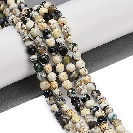 Natural Fire Crackle Agate Beads Strands G-C082-A01-49-1