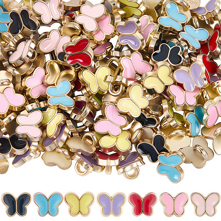 140Pcs 7 Colors Alloy Enamel Buttons FIND-GF0008-28-1
