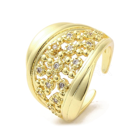 Rack Plating Brass Micro Pave Cubic Zirconia Finger Ring RJEW-C072-26G-1