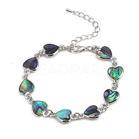 Colorful Abalone Shell Bracelet and Heart-shaped Love Bracelet ST8938894-1