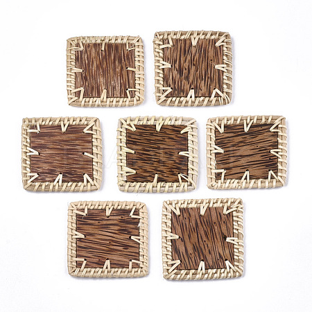 Handmade Reed Cane/Rattan Woven Beads WOVE-T006-097A-1