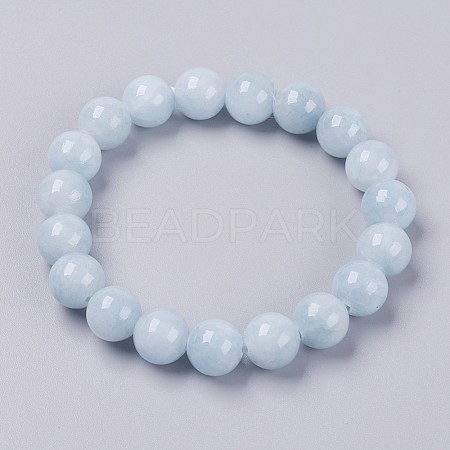 Natural Yellow Jade Beaded Stretch Bracelet BJEW-P209-30-6mm-1