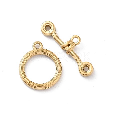 Ion Plating(IP) 304 Stainless Steel Ring Toggle Clasps STAS-A092-09C-G-1