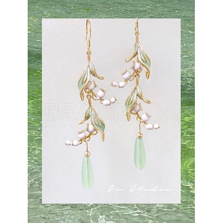 Sweet Style Alloy Resin Leaf Dangle Earrings FS-WGC6399-09-1