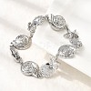 Summer Beach Brass Micro Pave Clear Cubic Zirconia Starfish & Shell Shape Link Chain Bracelets LS-BJEW-C118-02A-P-4
