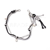 Polyester & Spandex Cord Rope Braided Human & Natural Cowrie Shell Charm Iron Chain Bag Decorative Chains AJEW-BA00173-02-1