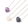 Natural Gemstone Heart Pendant Necklace with 304 Stainless Steel Cable Chains for Women NJEW-JN03852-02-1