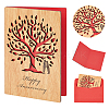 CRASPIRE Rectangle with Pattern Wooden Greeting Cards DIY-CP0006-75P-1