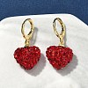 Heart Brass Rhinestone Leverback Earrings EJEW-K289-10G-1