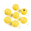 Painted Natural Wood Beads WOOD-A018-16mm-18-1