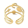 Ion Plating(IP) 304 Stainless Steel Enamel Cuff Finger Rings RJEW-L107-037G-02-3
