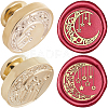 CRASPIRE 2Pcs 2 Styles Golden Plated Wax Seal Brass Stamp Head AJEW-CP0007-54A-02-1