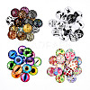 Mixed Pattern Half Round/Dome Printed Glass Cabochons GLAA-T029-16A-2